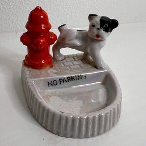 Vintage Occupied Japan Bulldog Fire Hydrant No Parking Ashtray Ringdish Gum